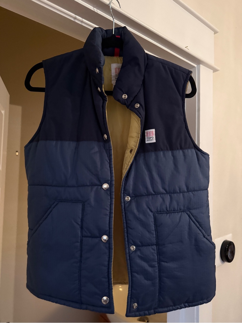 Topo Designs Navy and Dark Blue Quilted Puffer Vest